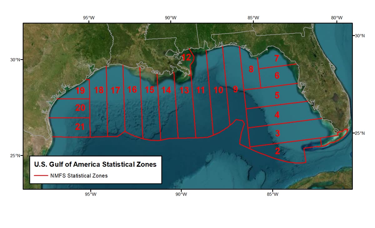 NMFS statistical zones used for SEAMAP Gulf sampling