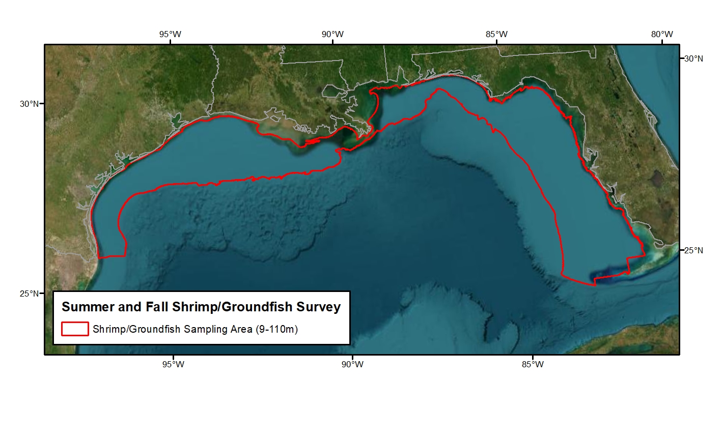 Summer and Fall Shrimp/Groundfish Survey sampling area map